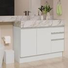 Armário Gabinete Para Banheiro 120cm 2 Portas 3 Gavetas Branc