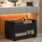 Armário Gabinete Para Banheiro Com Rodízios Prisma - Jm3 Preto