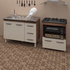 Armário Gabinete Pia De 120 Cm Bianca Com Balcão Cooktop 5 Bo