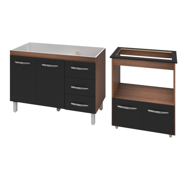 Armário Gabinete Pia De 120 Cm Bianca Com Balcão Cooktop 5 Bo