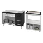 Armário Gabinete Pia De 120 Cm Bianca Preto Com Balcão Cookto