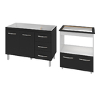 Armário Gabinete Pia De 120 Cm Bianca Preto Com Balcão Cookto