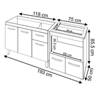 Armário Gabinete Pia De 120 Cm Com Balcão Cooktop 4 Bocas E F