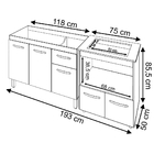 Armário Gabinete Pia De 120 Cm Preto Com Balcão Cooktop 4 Boc