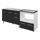Armário Gabinete Pia De 120 Cm Preto Com Balcão Cooktop 5 Boc