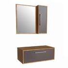 Armario Gabinete Suspenso Espelheira Alice Mel Grafite 80cm P