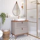 Armário Gabinete Vêneto 80cm Para Banheiro Com Cuba E Espelho