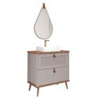 Armário Gabinete Vêneto 80cm Para Banheiro Com Cuba E Espelho