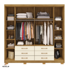 Armário Guarda Roupa Casal Canadá 6 Portas - Vlr Móveis  Natu