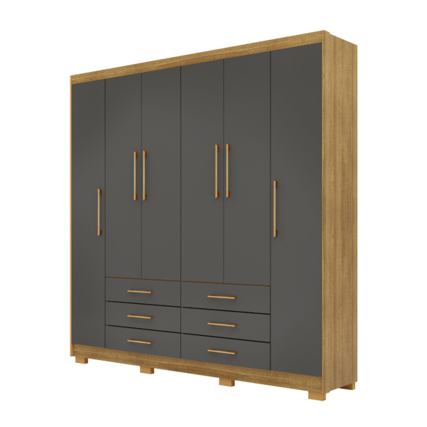 Armário Guarda Roupa Casal Canadá 6 Portas - Vlr Móveis Natur