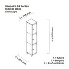 Armário Guarda Volume Locker Roupeiro 3 Portas Aço Grp 501/3