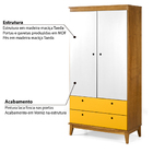 Armário Hendrix 2 Gavetas Em Madeira Maciça/mdf - Nogal/branc