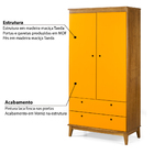 Armário Hendrix 2 Gavetas Em Madeira Maciça/mdf - Nogal/laca