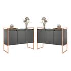 Armario Industrial 3 Portas Balso Preto Cobre Conjunto 2 Peças