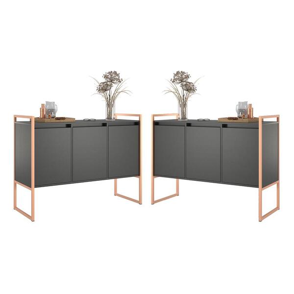 Armario Industrial 3 Portas Balso Preto Cobre Conjunto 2 Peças