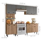 Armário Kit Cozinha 10 Portas Viviane Carvalho Chumbo