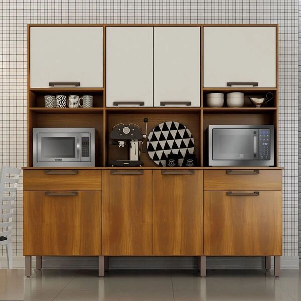 Armário Kit Cozinha 8 Portas 2 Gavetas Imola Salleto Móveis N