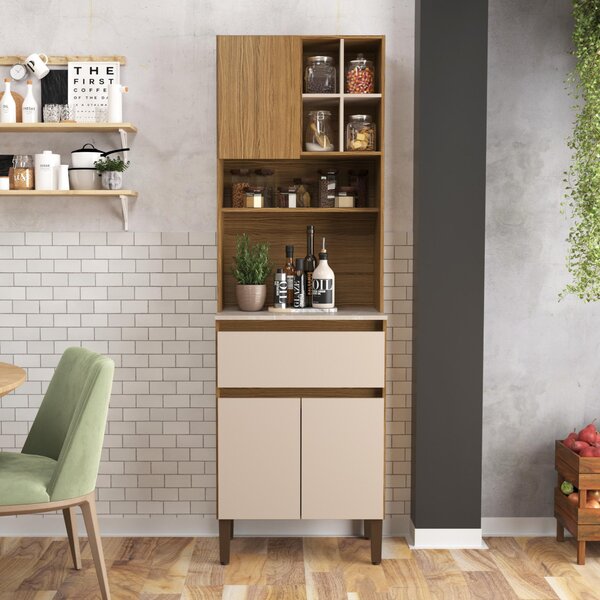 Armário Kit Cozinha Com 3 Portas, 1 Gaveta Ac4311 Naturalle/c