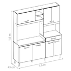 Armário Kit Cozinha Harlequim 7 Portas Branco Cetim Chumbo