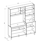 Armário Kit Cozinha Harlequim 7 Portas Branco Cetim Chumbo