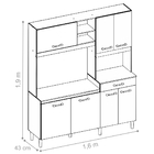 Armário Kit Cozinha Vivi 7 Portas Branco Preto