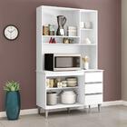 Armario Kit Para Cozinha Cristal 5 Portas 3 Gavetas Branco