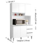 Armario Kit Para Cozinha Cristal 5 Portas 3 Gavetas Branco
