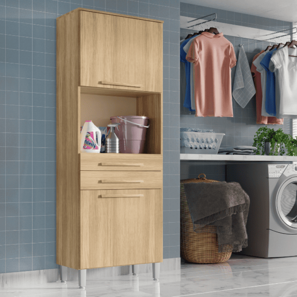 Armario Lavanderia 2 Portas 2 Gav 1,96m C/ Nicho Pes Regulave