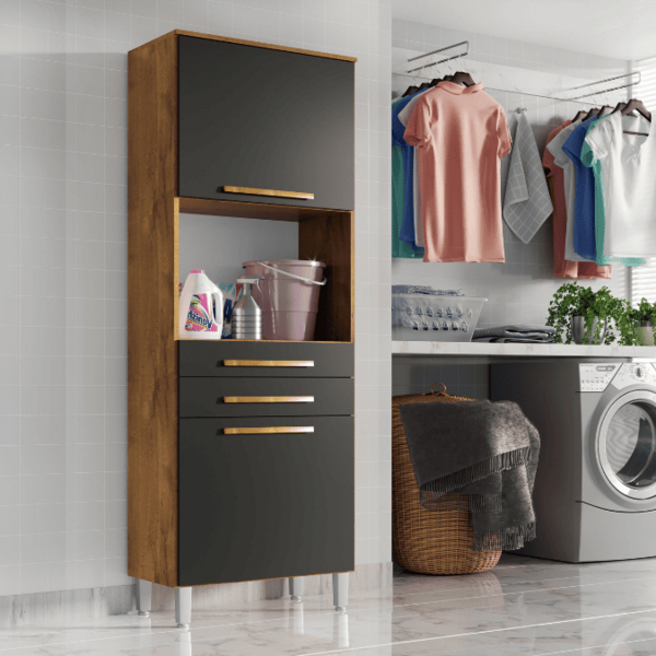 Armario Lavanderia 2 Portas 2 Gav 1,96m C/ Nicho Pes Regulave