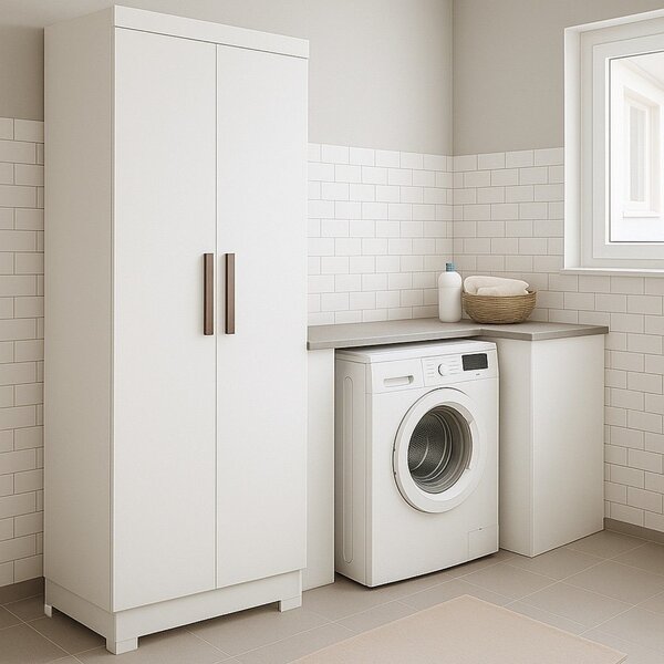 Armário Lavanderia 2 Portas Com Pés Aurora Branco