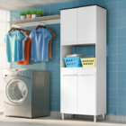 Armario Lavanderia 4 Portas  2,22m C/ Nicho Pés Reguláveis