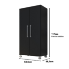 Armario Lavanderia Michele 2 Pts 1,10m Com Rodinhas