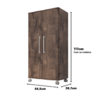 Armario Lavanderia Michele 2 Pts 1,10m Com Rodinhas