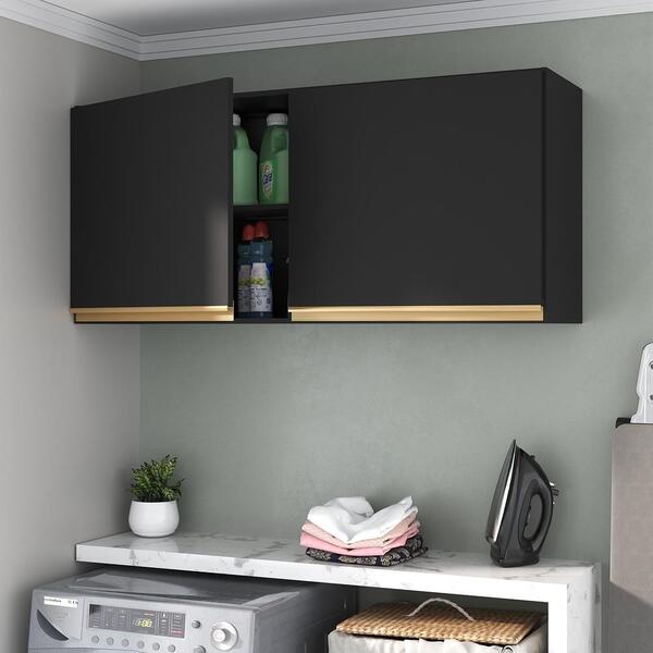 Armário Lavanderia Multiuso 2 Portas Multimóveis Mp5017 Preto