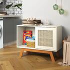 Armário Lavanderia Rattan Porta De Correr Off White Ofertamo