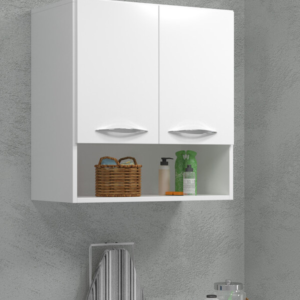 Armário Lavanderia Suspenso 60cm Branco Parede Com Porta