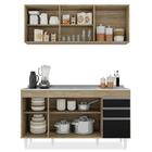 Armário Líbia E Balcão Com Pia Inox 150cm Tunísia L03 Castanh