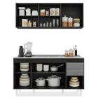 Armário Líbia E Balcão Com Pia Inox 150cm Tunísia L03 Preto/c