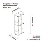 Armário Locker 2 Colunas, 4 Portas Com Prateleira Central Com