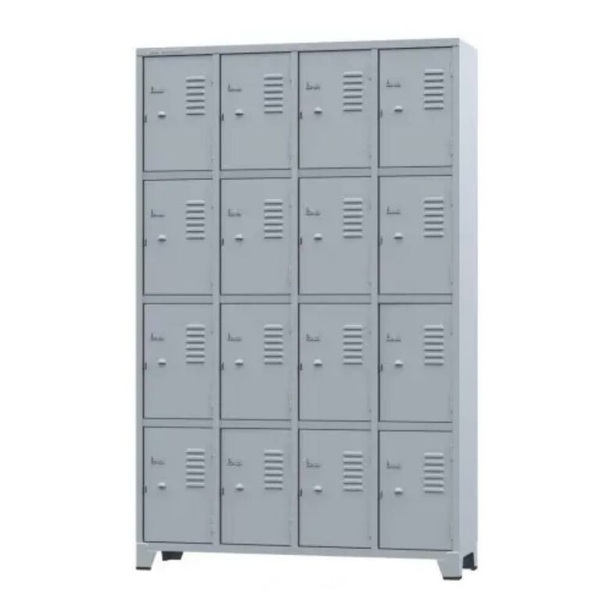 Armário Locker Para Vestiário 16 Portas Pequenas Cinza