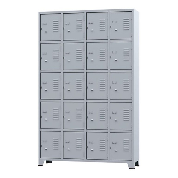 Armário Locker Para Vestiário 20 Portas Pequenas Cinza