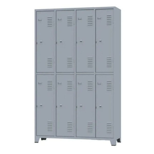 Armário Locker Para Vestiário 8 Portas Grandes Cinza