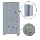 Armário Locker Para Vestiário De Aço 6 Portas Grandes Cinza