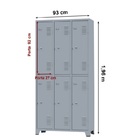 Armário Locker Para Vestiário De Aço 6 Portas Grandes Cinza