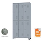 Armário Locker Para Vestiário De Aço 6 Portas Grandes Cinza