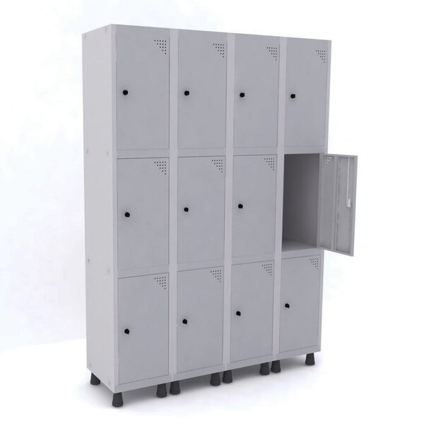 Armario Locker Roupeiro 12 Portas Em Aço Grp 504/12 Pandin Mó