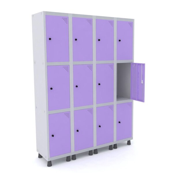 Armario Locker Roupeiro 12 Portas Em Aço Grp 504/12 Pandin Mó