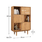 Armário Madeira Livros 3 Nichos Fecho Toque  Madeira Freijó S