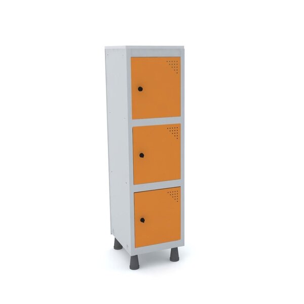 Armário Mini Roupeiro 3 Portas Aço Mgrp 501/3 Cinza /laranja