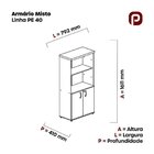 Armário Misto 2 Portas 3 Prateleiras Pivot Pe40 Noce Naturall